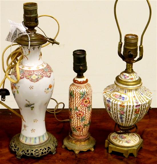 Three lamps  Asian vase form with