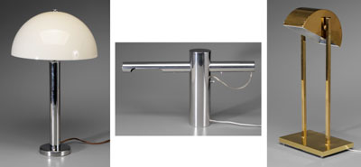 Three Lamps, modern, one brass with