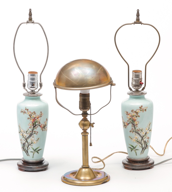 THREE LAMPS. Twentieth century.