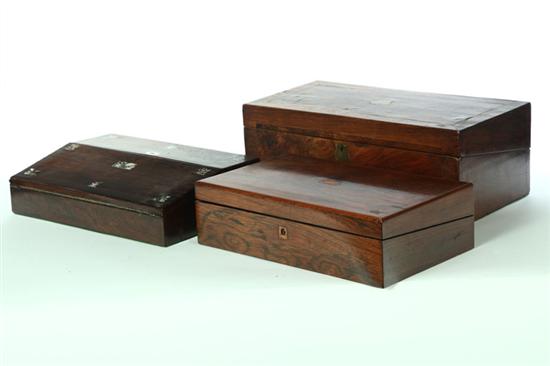THREE LAPTOP DESKS.  European  19th