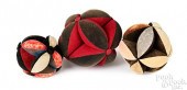 THREE LARGE AMISH SEWING BALLS