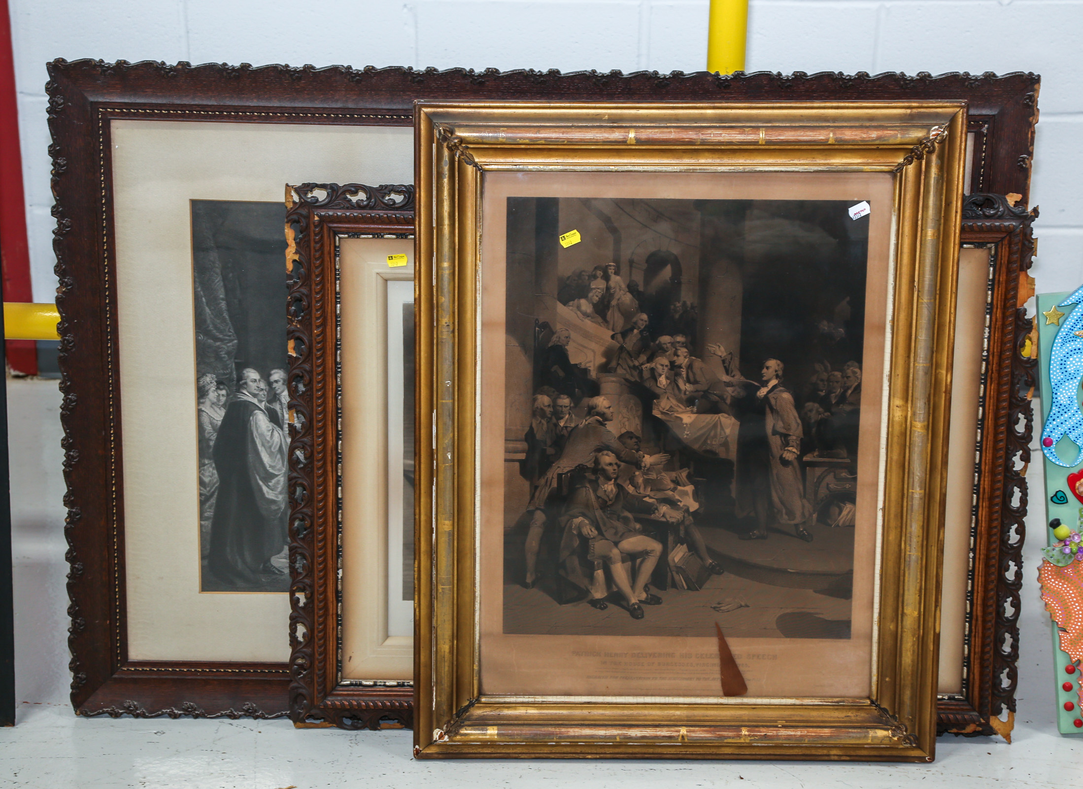 THREE LARGE ANTIQUE FRAMED