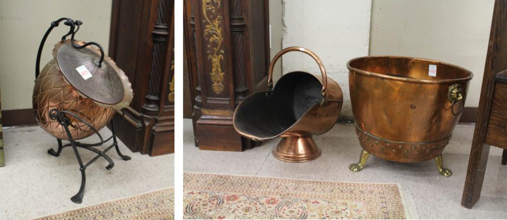 THREE LARGE COPPER HEARTH