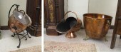 THREE LARGE COPPER HEARTH ACCE