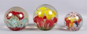 THREE LARGE FLOWER PAPERWEIGHT