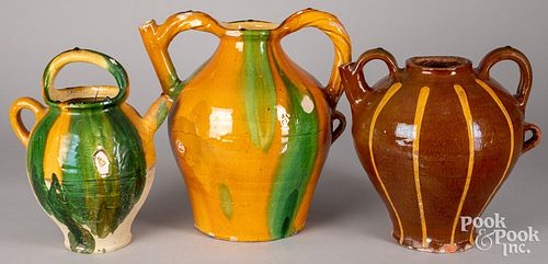 THREE LARGE FRENCH JASPé REDWARE