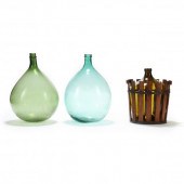 THREE LARGE GLASS DEMIJOHNS 19