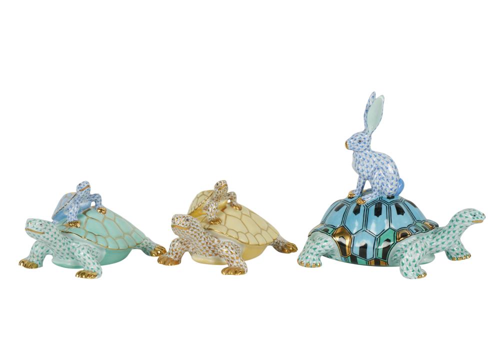 THREE LARGE HEREND PORCELAIN