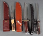 Three large hunting knives by