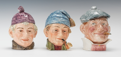 Three Large Majolica Male Head