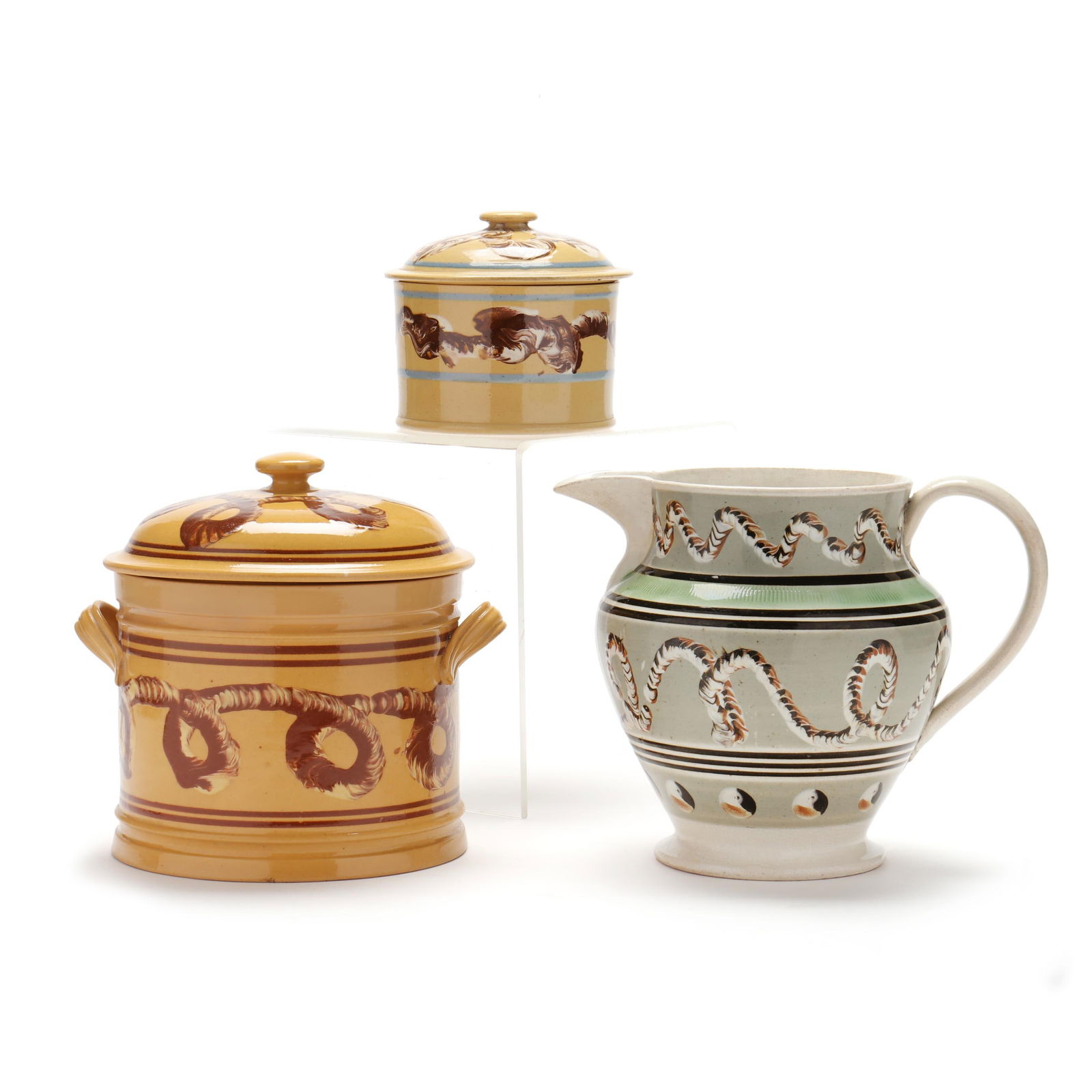 THREE LARGE MOCHA WARE 
