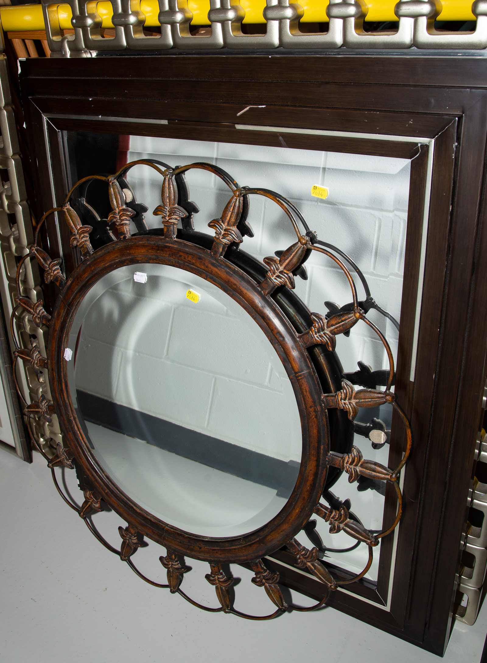THREE LARGE MODERN MIRRORS .