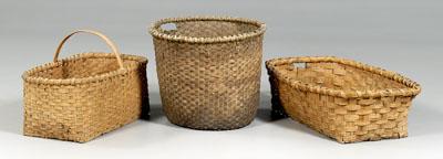Three large oak split baskets: