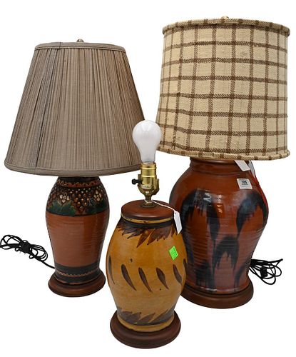 THREE LARGE REDWARE JARSThree Large