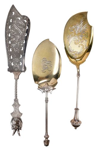 THREE LARGE STERLING ICE CREAM