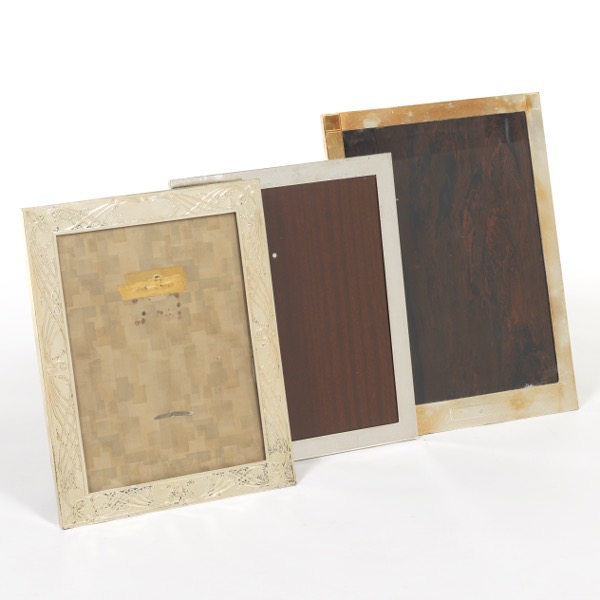 THREE LARGE STERLING SILVER FRAMES,
