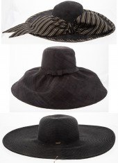 THREE LARGE STRAW WOVEN BLACK