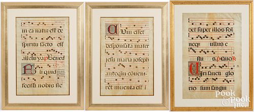 THREE LARGE VELLUM MANUSCRIPT