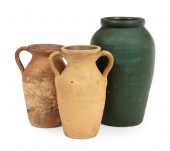 THREE LAVENDER ART POTTERY VAS