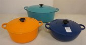 THREE LE CREUSET ENAMEL DECORA