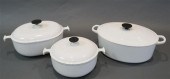 THREE LE CREUSET WHITE ENAMEL