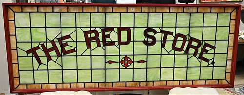 THREE LEADED AND STAINED GLASS