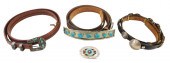 THREE LEATHER BELTS WITH SILVE