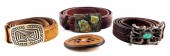 THREE LEATHER BELTS WITH SOUTH