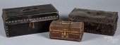 THREE LEATHER COVERED BOXES, 1