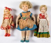 THREE LENCI DOLLS, WITH HAND T