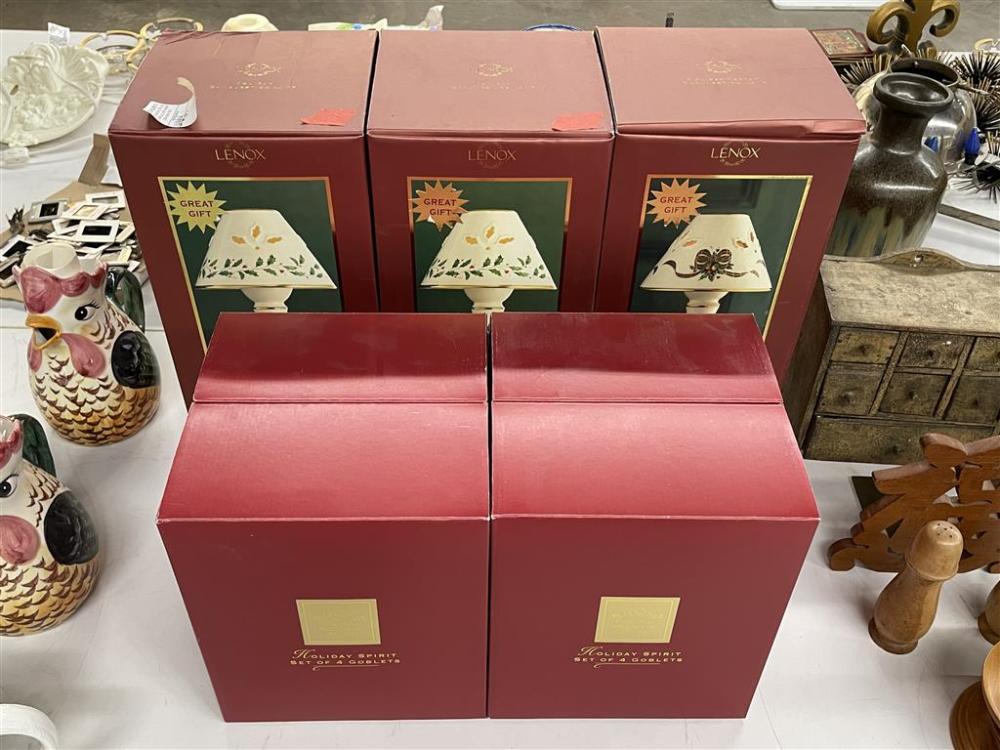 THREE LENOX CANDLESTICK LAMPS AND