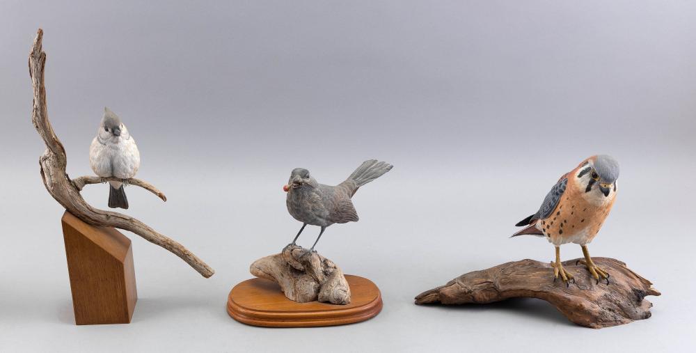 THREE LIFE-SIZE DECORATIVE BIRD