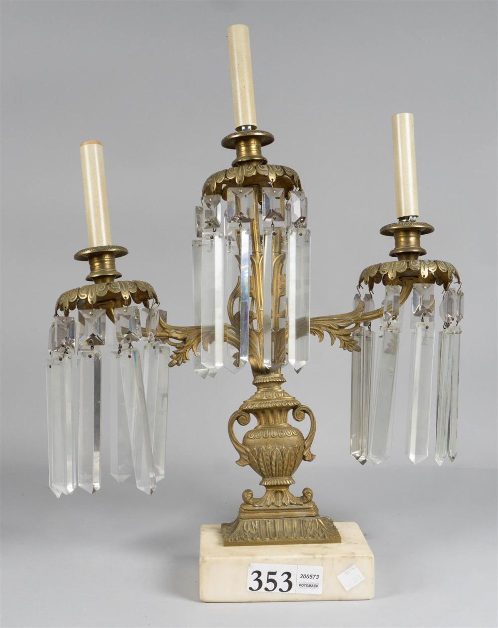 THREE-LIGHT GILT-BRONZE AND CUT