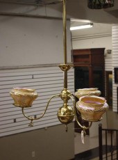 THREE-LIGHT QUEZAL ART GLASS A