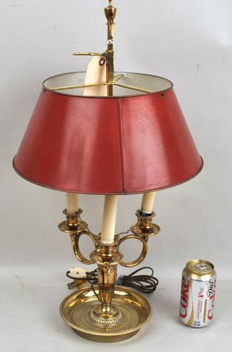 THREE LIGHT RED TOLE BOUILLOTE