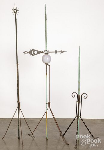 THREE LIGHTNING RODS, LATE 19TH