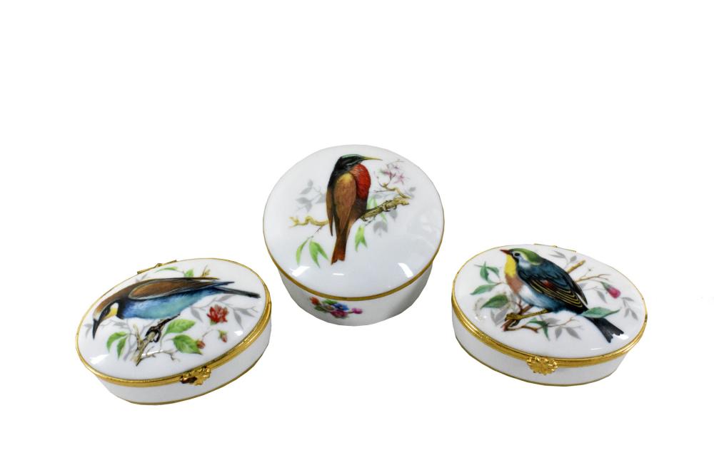 THREE LIMOGES BIRD DECORATED