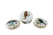 THREE LIMOGES BIRD DECORATED P