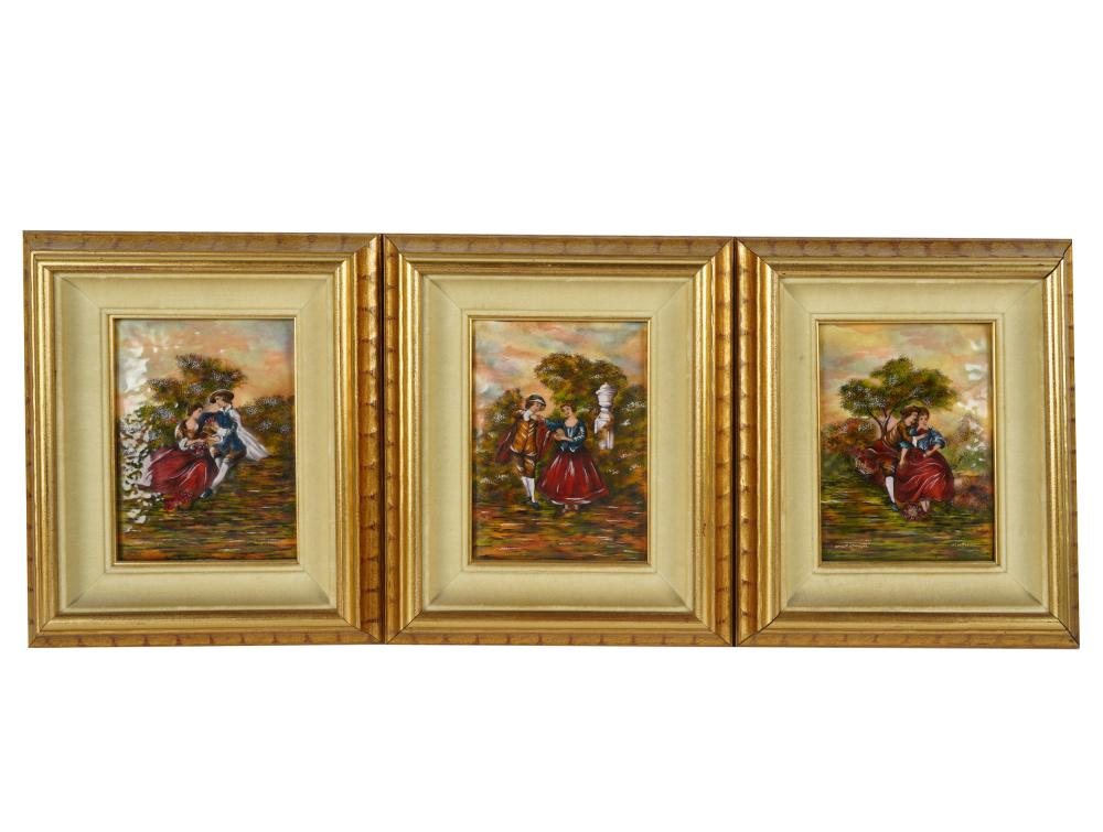 THREE LIMOGES ENAMELED COPPER