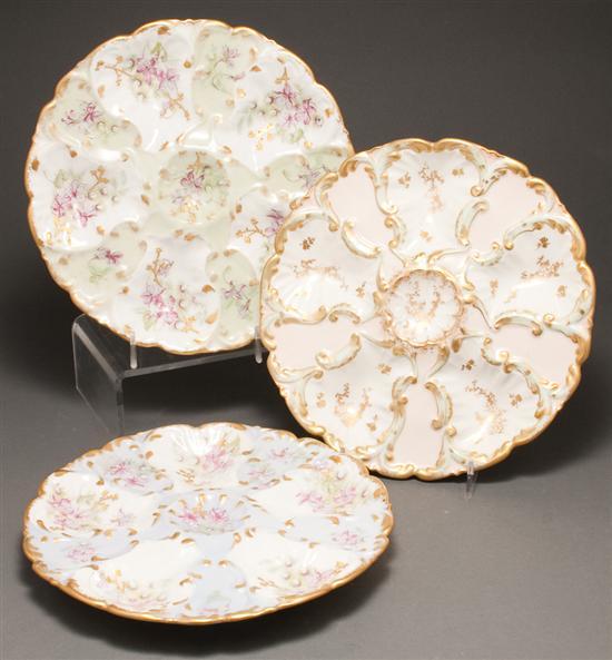 Three Limoges floral painted