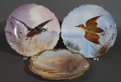 THREE LIMOGES HAND-PAINTED POR