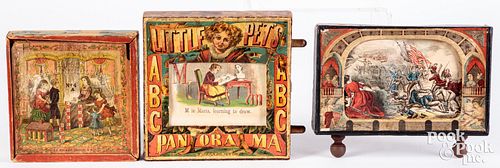 THREE LITHOGRAPHED PAPER ON WOOD