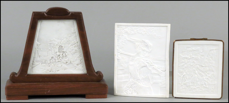 THREE LITHOPHANE PANELS. Together