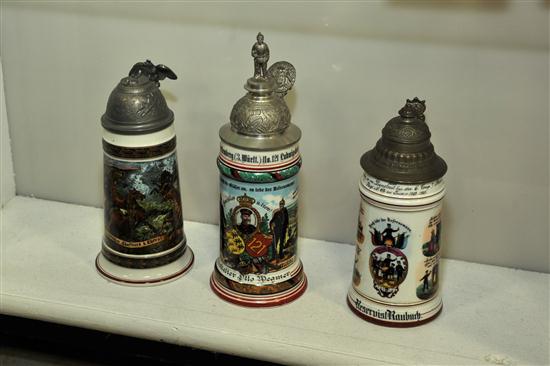 THREE LITHOPHANE STEINS. German