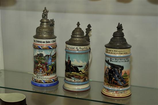 THREE LITHOPHANE STEINS. German