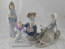 Three Lladro figures of young girls