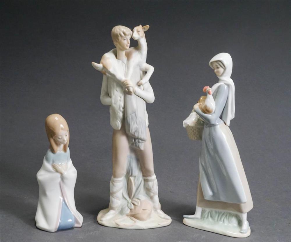 THREE LLADRO PORCELAIN AND BISQUE