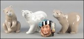 THREE LLADRO PORCELAIN BEARS.