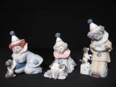 Three Lladro porcelain clowns