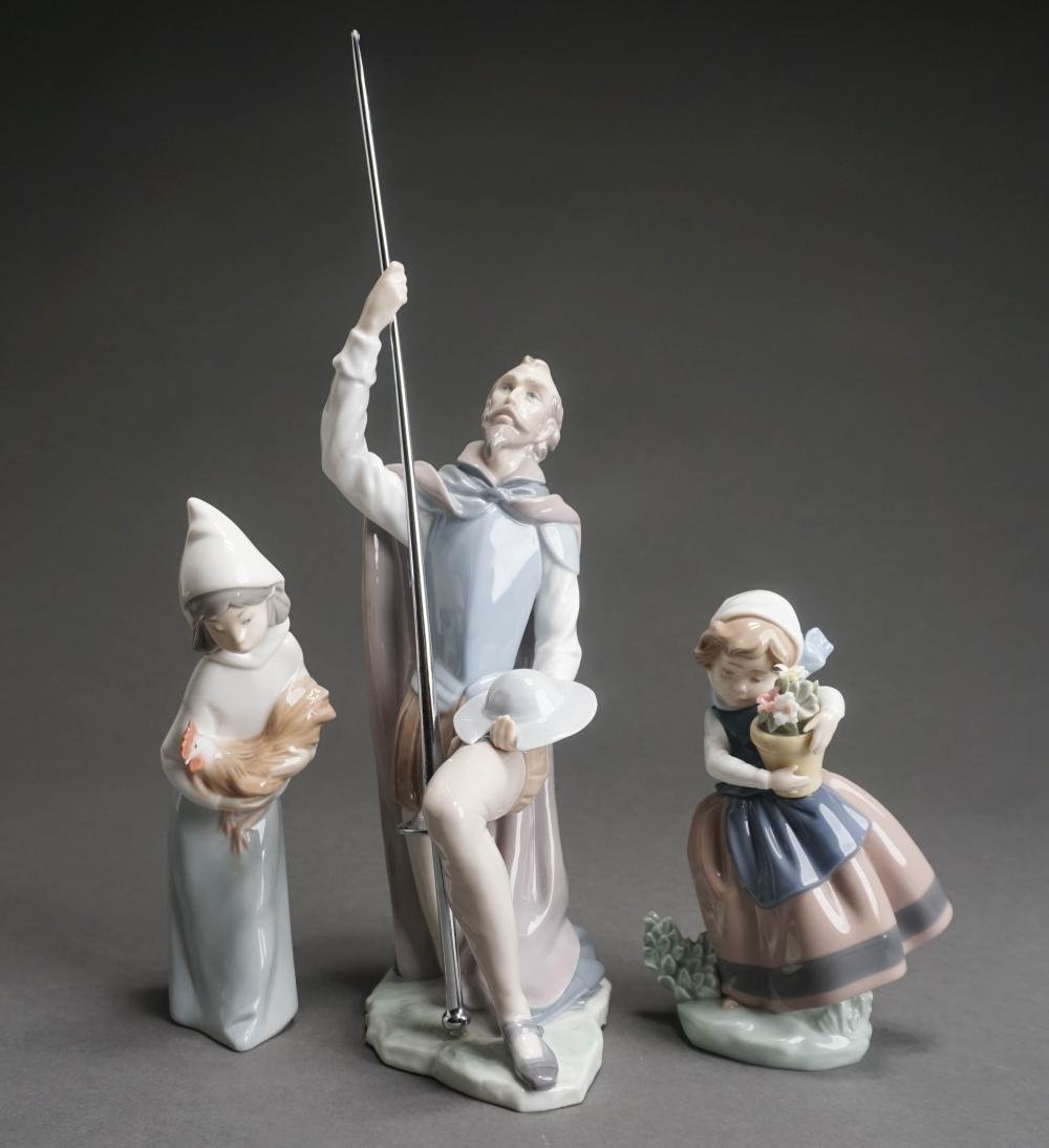 THREE LLADRO PORCELAIN FIGURES, H